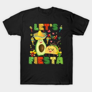 Let's Fiesta Avocado And Tacos Cinco De Mayo Men Women Kids T-Shirt